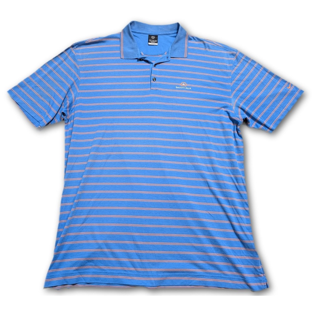 Nike Dri-FIT Mens Polo Blue XXL Golf Barton Creek Striped Regular Stripe Shirt